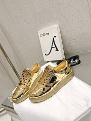 Prada Downtown Metallic Leather Sneakers Platinum - 6