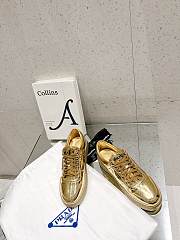 Prada Downtown Metallic Leather Sneakers Platinum - 4