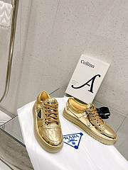 Prada Downtown Metallic Leather Sneakers Platinum - 5