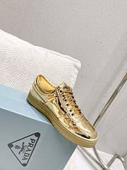 Prada Downtown Metallic Leather Sneakers Platinum - 3