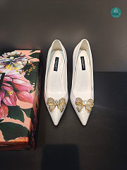 Dolce & Gabbana Bow-detail Satin Pumps In White - 1
