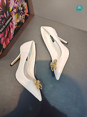 Dolce & Gabbana Bow-detail Satin Pumps In White - 3