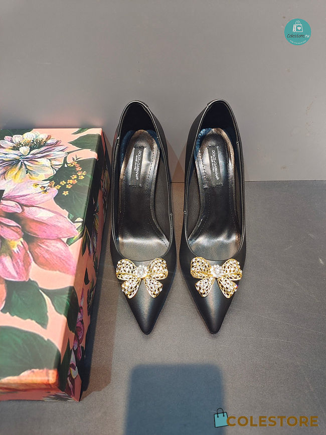 Dolce & Gabbana Bow-detail Satin Pumps In Black - 1