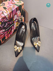 Dolce & Gabbana Bow-detail Satin Pumps In Black - 2