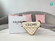 Celine Triomphe Canvas Triangle Crossbody Bag White-tan 21x15x4 cm - 1