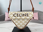 Celine Triomphe Canvas Triangle Crossbody Bag White-tan 21x15x4 cm - 4