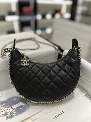 Chanel 23P Hobo Loop Bag Black Moon Bag Light Gold Hardware 15x20x6 cm - 1