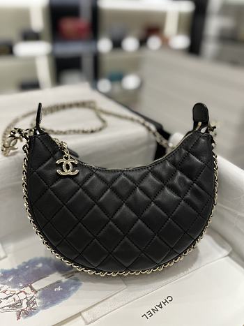 Chanel 23P Hobo Loop Bag Black Moon Bag Light Gold Hardware 15x20x6 cm