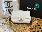 CHANEL Mini CC Matelasse Single Flap Chain Shoulder Bag White Lambskin 3473 13x18x6cm - 1