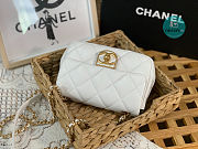 CHANEL Mini CC Matelasse Single Flap Chain Shoulder Bag White Lambskin 3473 13x18x6cm - 5