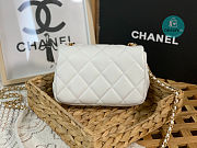 CHANEL Mini CC Matelasse Single Flap Chain Shoulder Bag White Lambskin 3473 13x18x6cm - 3