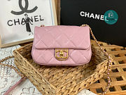 CHANEL Mini CC Matelasse Single Flap Chain Shoulder Bag Pink Lambskin 3473 13x18x6cm - 1