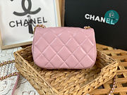 CHANEL Mini CC Matelasse Single Flap Chain Shoulder Bag Pink Lambskin 3473 13x18x6cm - 6
