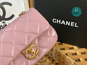 CHANEL Mini CC Matelasse Single Flap Chain Shoulder Bag Pink Lambskin 3473 13x18x6cm - 5
