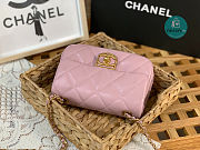 CHANEL Mini CC Matelasse Single Flap Chain Shoulder Bag Pink Lambskin 3473 13x18x6cm - 2