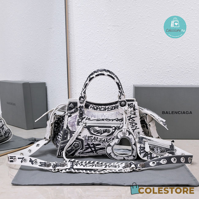 Colestore BALENCIAGA Neo Cagole Graffiti City Small Leather Tote Bag 26x13x8 cm - 1