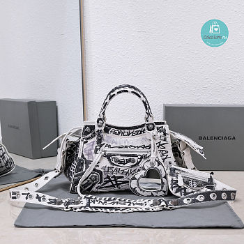 Colestore BALENCIAGA Neo Cagole Graffiti City Small Leather Tote Bag 26x13x8 cm