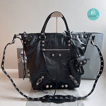 Colestore Balenciaga Le Cagole Men Medium Tote Bag Black 30x35x10cm 