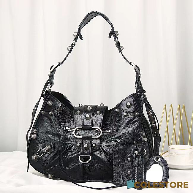 Colestore BALENCIAGA Medium Le Cagole Black Leather Shoulder Bag 37x25x13 cm - 1