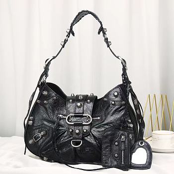 Colestore BALENCIAGA Medium Le Cagole Black Leather Shoulder Bag 37x25x13 cm