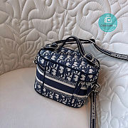 DIOR DiorTravel Vanity Case Blue Dior Oblique Embroidery 24x17x13.5cm - 5