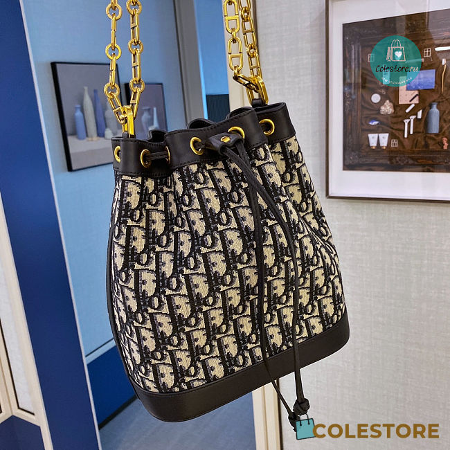 Christian Dior Drawstring Bucket Bag Oblique Canvas 24x21x12 - 1