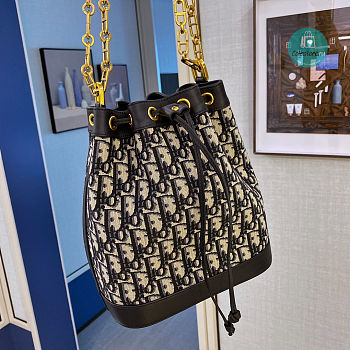 Christian Dior Drawstring Bucket Bag Oblique Canvas 24x21x12