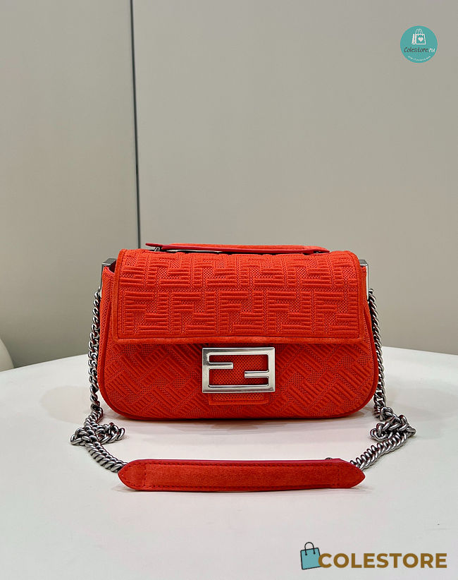Fendi Red Baguette Chain Medium Shoulder Bag 24×6×13cm - 1