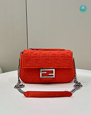 Fendi Red Baguette Chain Medium Shoulder Bag 24×6×13cm - 1