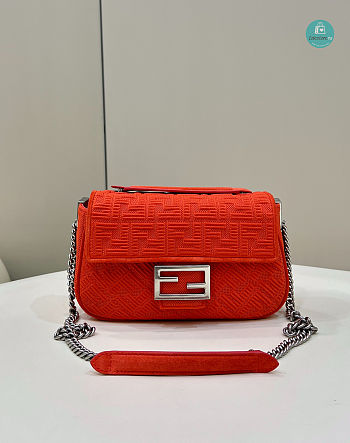 Fendi Red Baguette Chain Medium Shoulder Bag 24×6×13cm