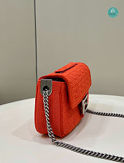 Fendi Red Baguette Chain Medium Shoulder Bag 24×6×13cm - 5