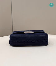 Fendi Navy Blue Baguette Chain Medium Shoulder Bag 24×6×13cm - 5