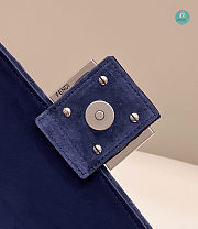 Fendi Navy Blue Baguette Chain Medium Shoulder Bag 24×6×13cm - 4