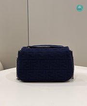 Fendi Navy Blue Baguette Chain Medium Shoulder Bag 24×6×13cm - 2