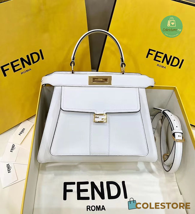 Fendi White Peekaboo Iseeu Medium Tote Bag 33.5x13x25.5cm - 1