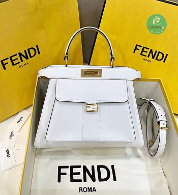 Fendi White Peekaboo Iseeu Medium Tote Bag 33.5x13x25.5cm