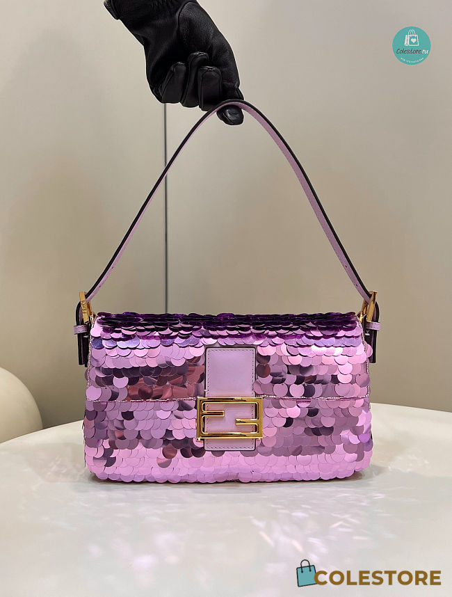 Fendi Borsa in paillette viola 27x5x14cm - 1