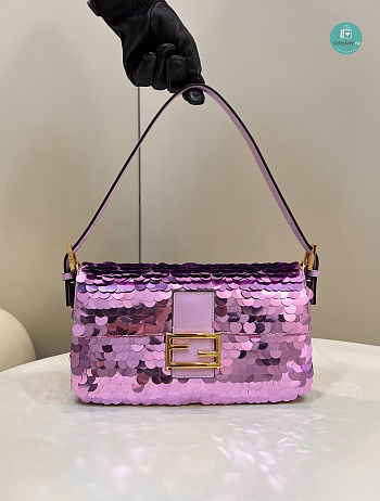 Fendi Borsa in paillette viola 27x5x14cm