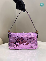 Fendi Borsa in paillette viola 27x5x14cm - 5
