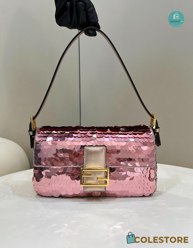 Fendi Borsa in paillette rosa 27x5x14cm - 1