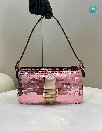 Fendi Borsa in paillette rosa 27x5x14cm