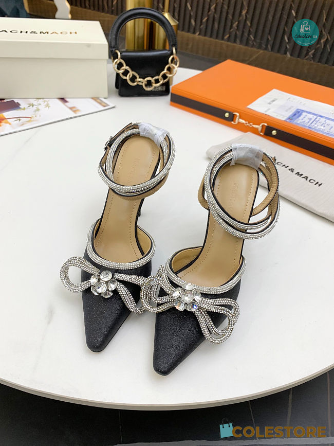 Mach & Mach Crystal Embellished Pumps Black 9.5cm - 1