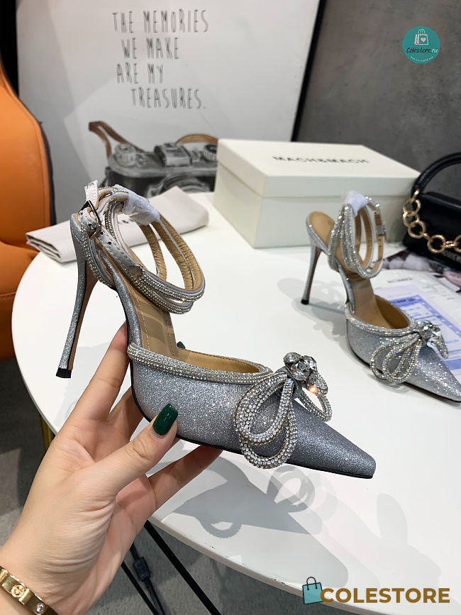 Mach & Mach Crystal Embellished Pumps Grey 9.5cm - 1