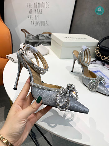 Mach & Mach Crystal Embellished Pumps Grey 9.5cm