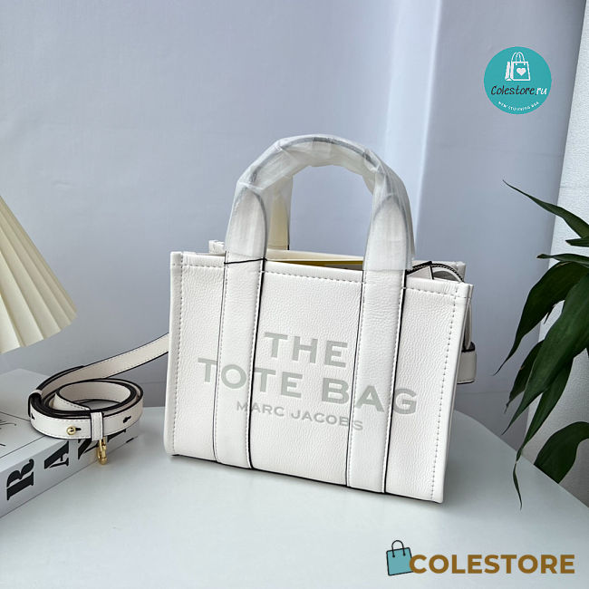 Marc Jacobs The Leather Medium Tote Bag White 26×20×13cm - 1
