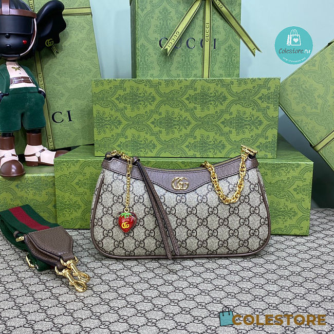 Colestore Gucci Ophidia Strawberry Handbag Brown Size 25x15.5x6cm - 1