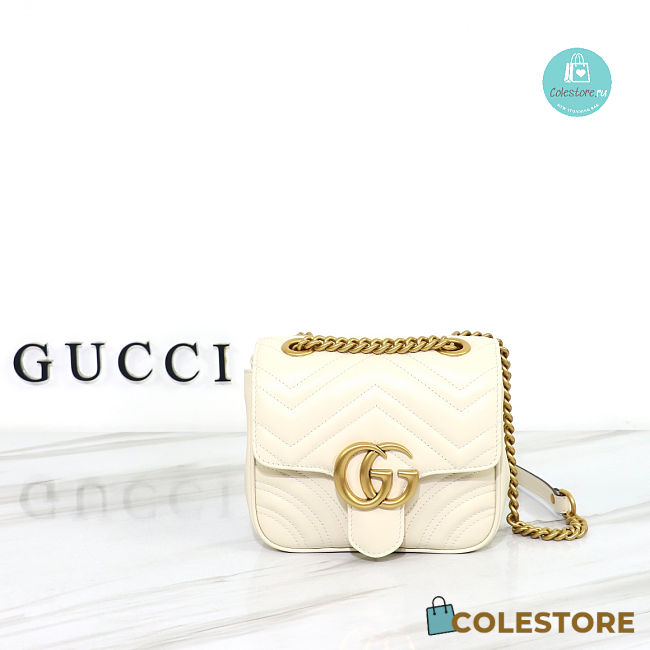 Gucci GG Marmont Mini Shoulder Bag White Size 18x15x8cm - 1