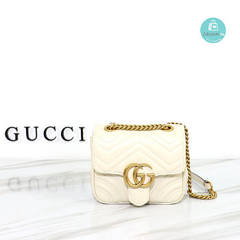 Gucci GG Marmont Mini Shoulder Bag White Size 18x15x8cm