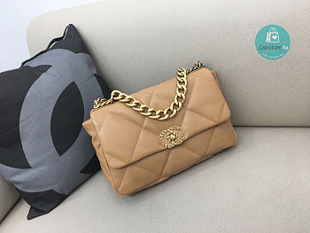 Chanel 19 Calfskin Beige Flap Bag Size 30x20x10cm