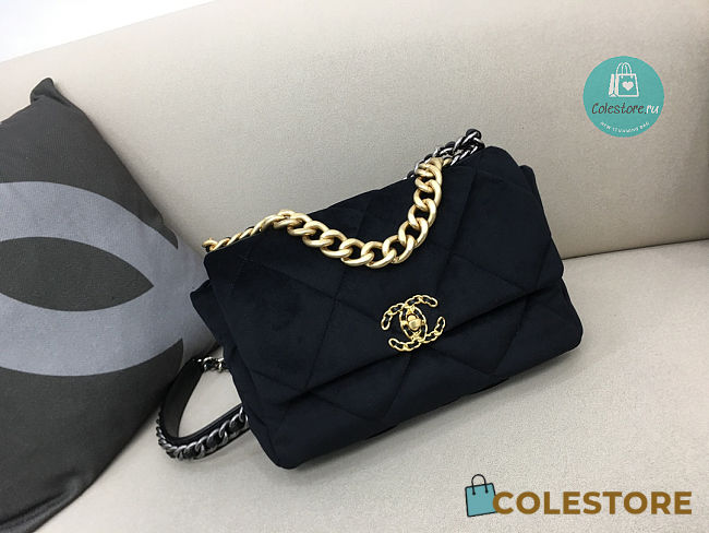 Chanel 19 Calfskin Black Flap Bag Size 30x20x10cm - 1